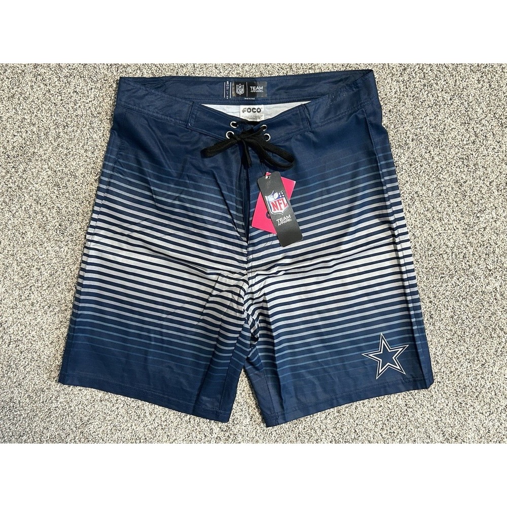 Dallas Cowboys Men's Foco Swim Trunk Bathing Swim Suit - Blue/Grey Size SM NWT